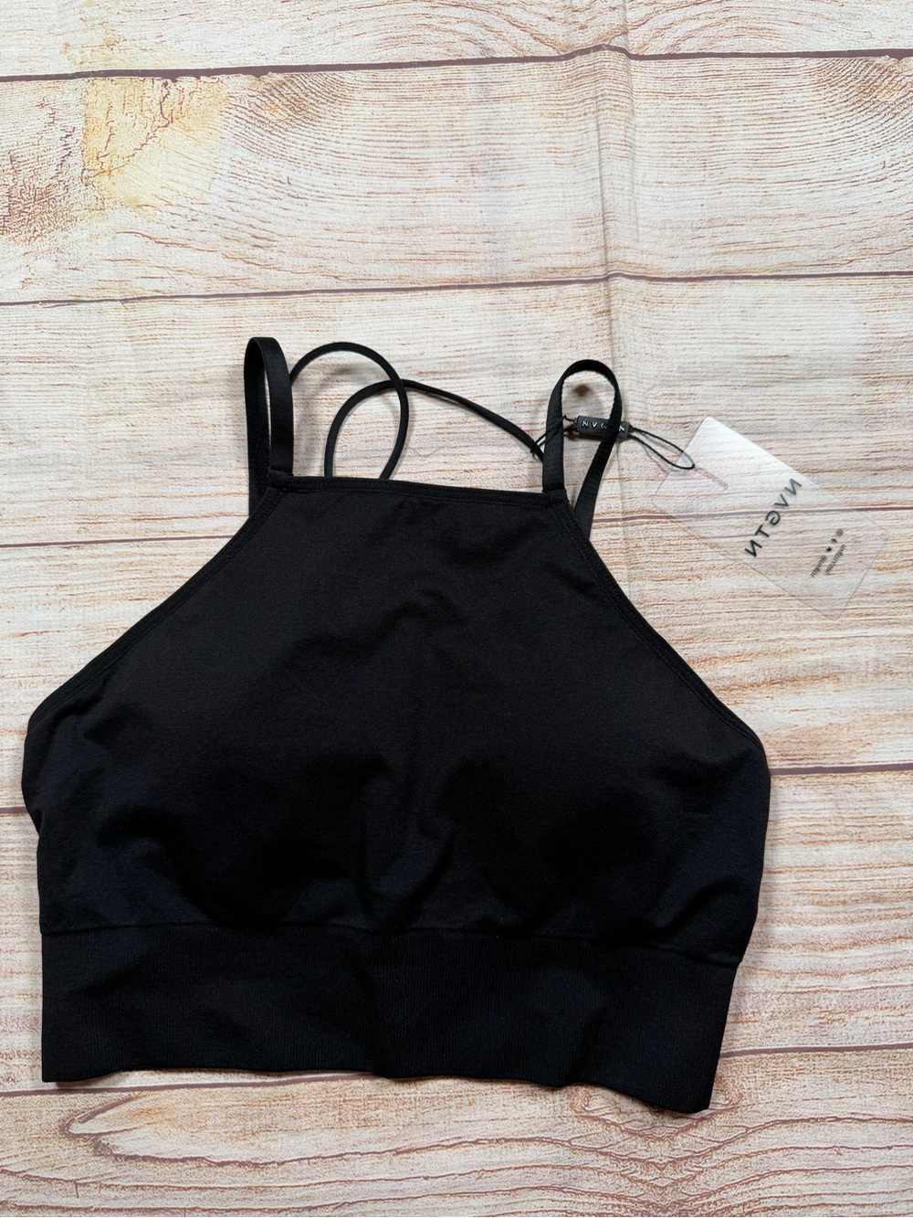 NVGTN High Neck Seamless Black Sports Bra NWT